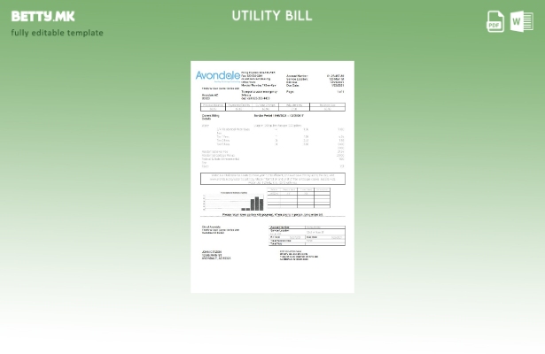 Модерен стил САД Аризона Шаблон за комунални сметки за вода во градот Авондејл